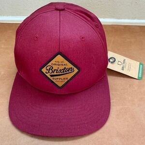 Brixton Wesson MP Snapback Burgundy‎ Patch Hat Flat Bill Adjustable NWT